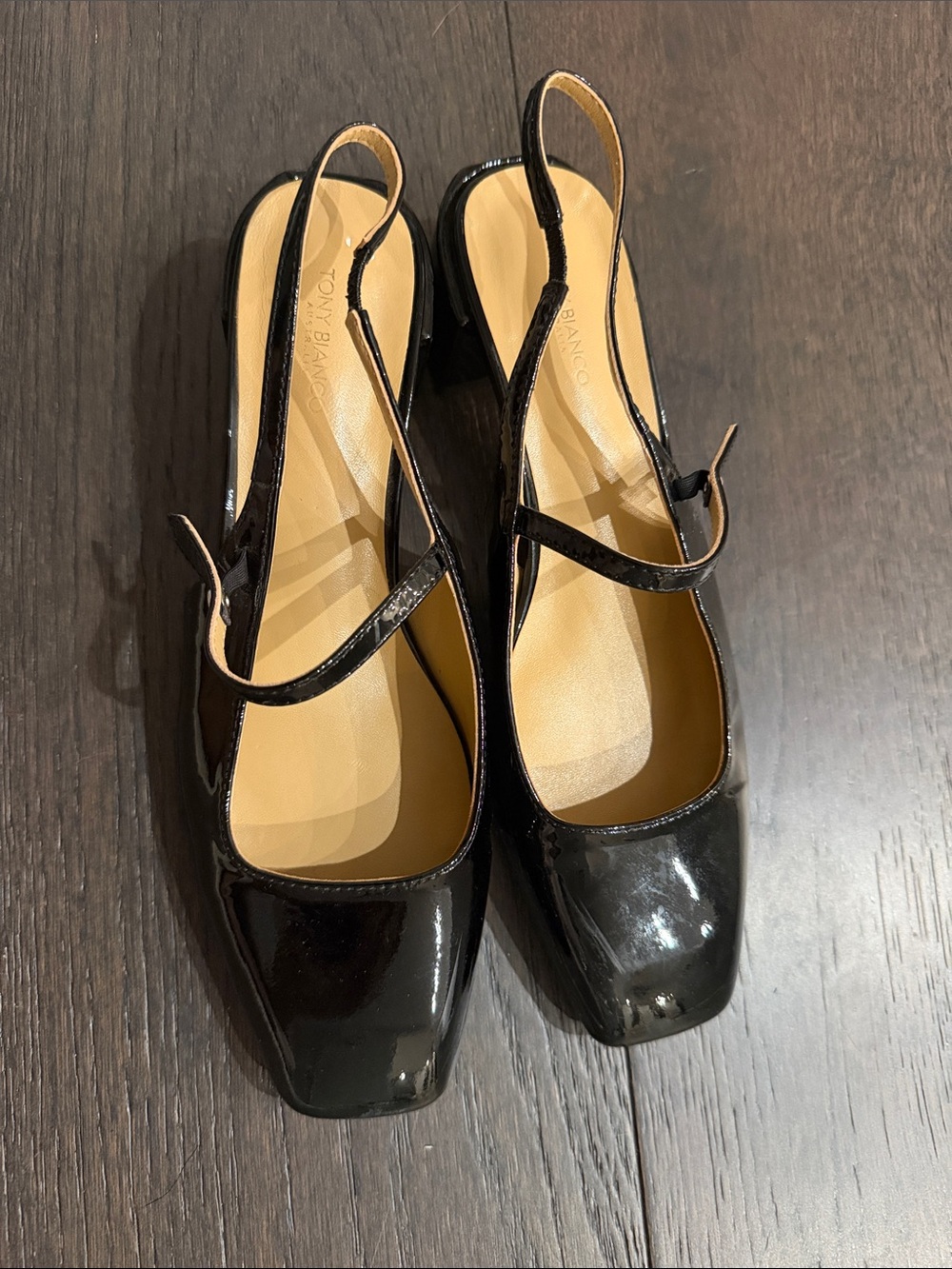 Tony Bianco Black Patent Slingback Pumps size 8 great condition